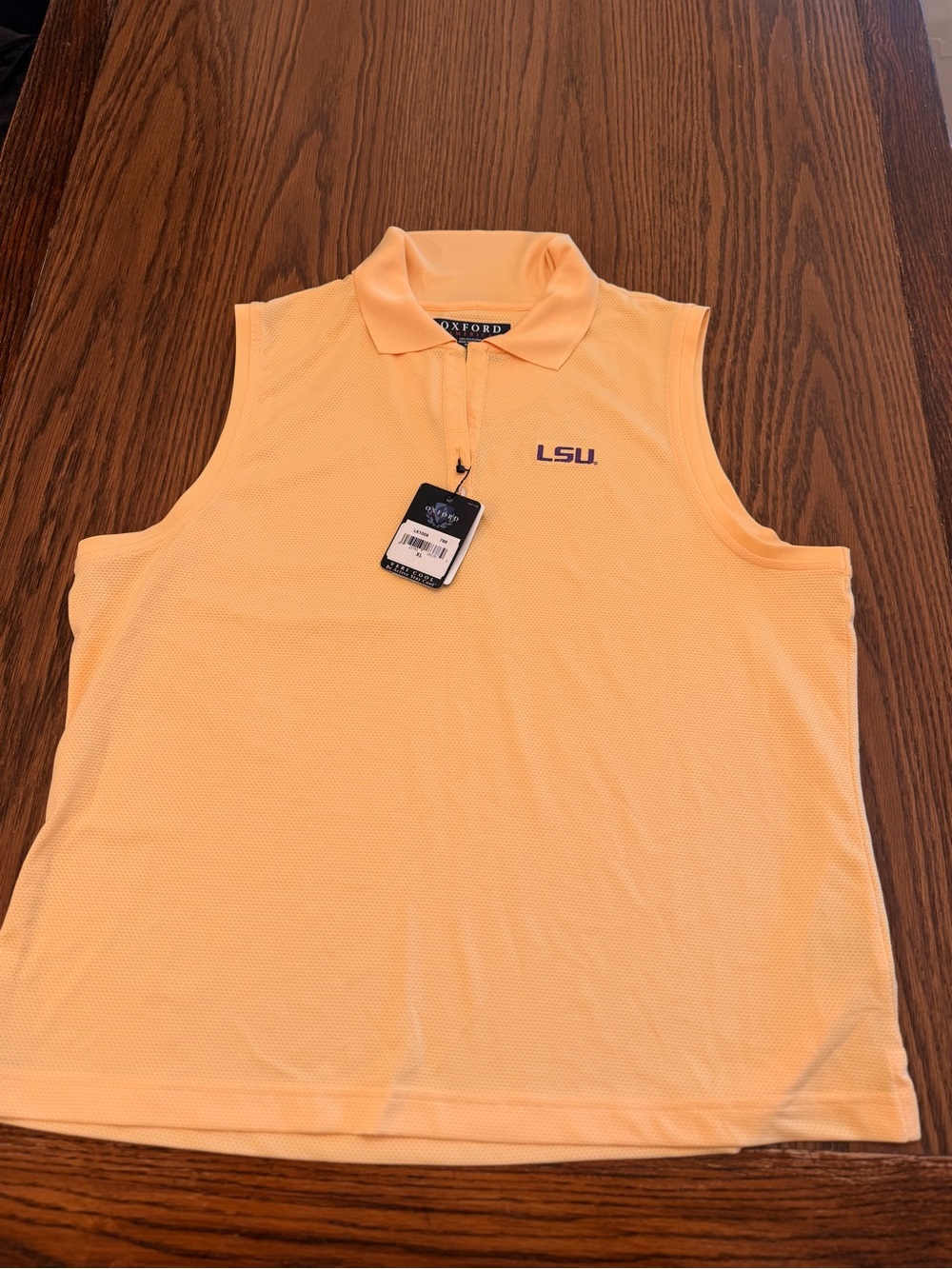 Oxford Sleeveless LSU Polo in Light Peach